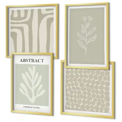 Wanddeko-Set mit botanischen und geometrischen Motiven