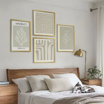 Wanddeko-Set mit botanischen und geometrischen Motiven