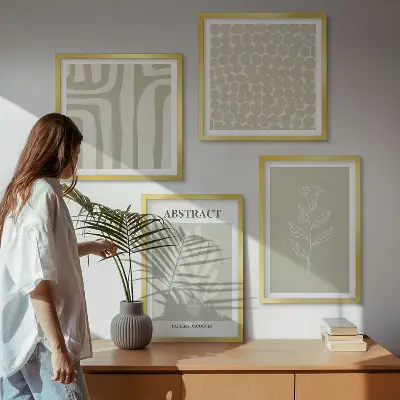 Wanddeko-Set mit botanischen und geometrischen Motiven