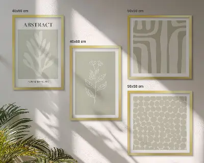 Wanddeko-Set mit botanischen und geometrischen Motiven