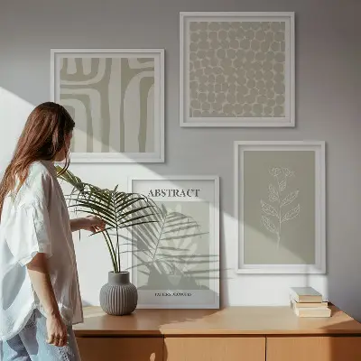 Wanddeko-Set mit botanischen und geometrischen Motiven