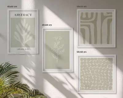 Wanddeko-Set mit botanischen und geometrischen Motiven