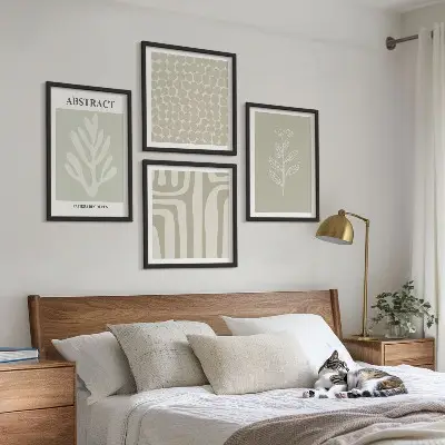 Wanddeko-Set mit botanischen und geometrischen Motiven