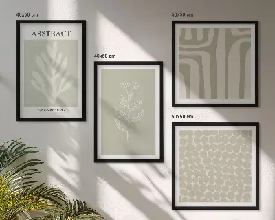 Wanddeko-Set mit botanischen und geometrischen Motiven