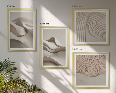 Polyptychon mit rahmen Abstrakte beige Wellen