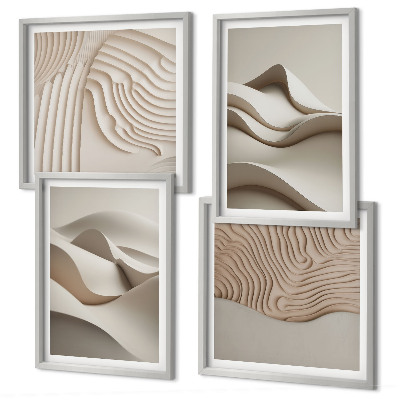 Polyptychon mit rahmen Abstrakte beige Wellen