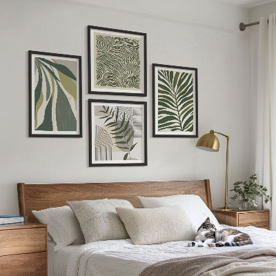 Wanddeko-set Blätter, Wellen – Pastellillustrationen