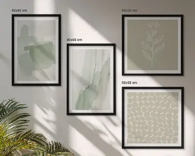 Abstrakte Aquarellpflanzen als gerahmtes Polyptychon