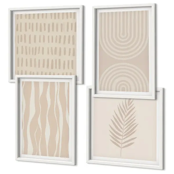 Wanddeko-Set mit beigem Pflanzenmuster