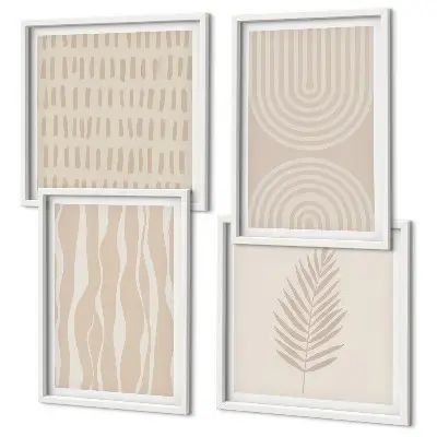 Wanddeko-Set mit beigem Pflanzenmuster