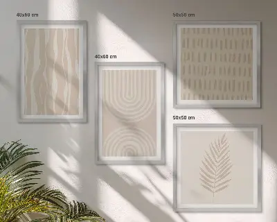 Wanddeko-Set mit beigem Pflanzenmuster