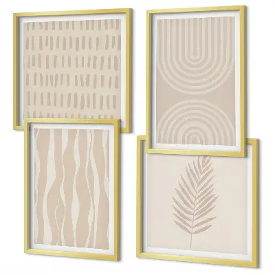 Wanddeko-Set mit beigem Pflanzenmuster