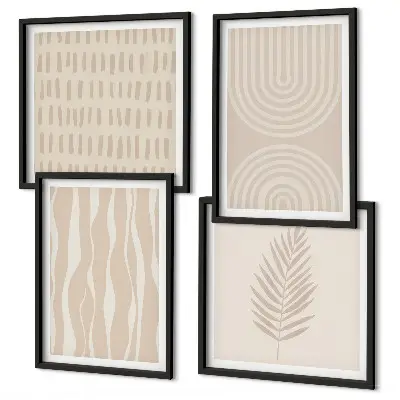 Wanddeko-Set mit beigem Pflanzenmuster