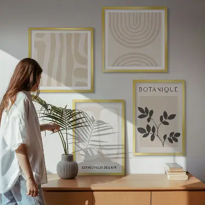 Boho Pflanzenposter als mehrteiliges Wandbild mit Rahmen
