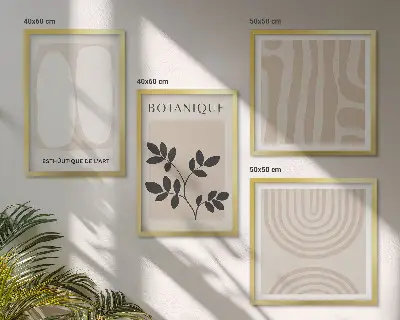 Boho Pflanzenposter als mehrteiliges Wandbild mit Rahmen