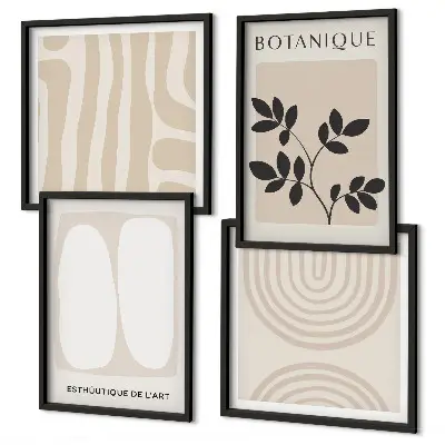 Boho Pflanzenposter als mehrteiliges Wandbild mit Rahmen