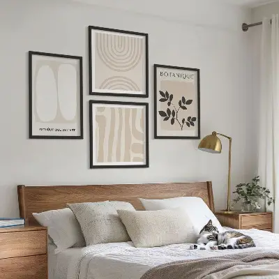 Boho Pflanzenposter als mehrteiliges Wandbild mit Rahmen
