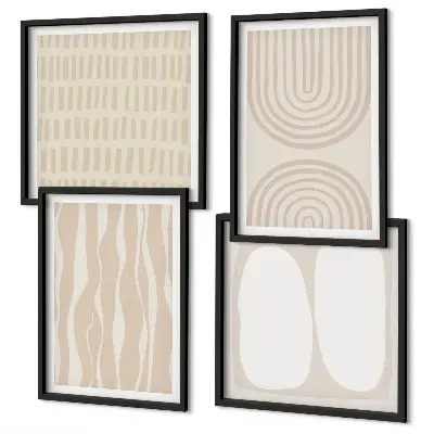 Abstrakte Boho-Musterformen als mehrteiliges Wandbild mit Rahmen