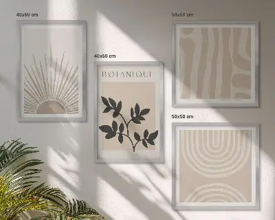 Wanddeko-Set mit abstrakten Pflanzenmustern