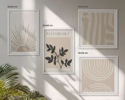Wanddeko-Set mit abstrakten Pflanzenmustern