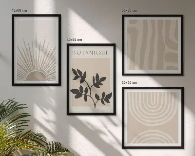 Wanddeko-Set mit abstrakten Pflanzenmustern