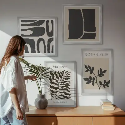 Minimalistische Pflanzenposter als gerahmtes Polyptychon