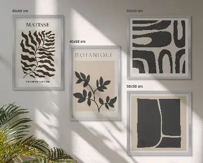 Minimalistische Pflanzenposter als gerahmtes Polyptychon