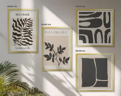 Minimalistische Pflanzenposter als gerahmtes Polyptychon