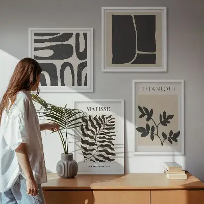 Minimalistische Pflanzenposter als gerahmtes Polyptychon