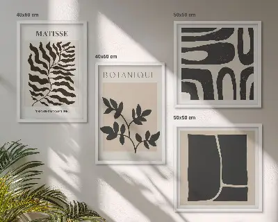 Minimalistische Pflanzenposter als gerahmtes Polyptychon