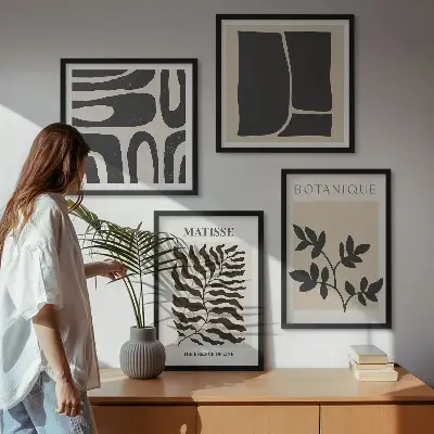 Minimalistische Pflanzenposter als gerahmtes Polyptychon