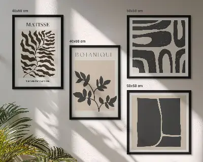 Minimalistische Pflanzenposter als gerahmtes Polyptychon