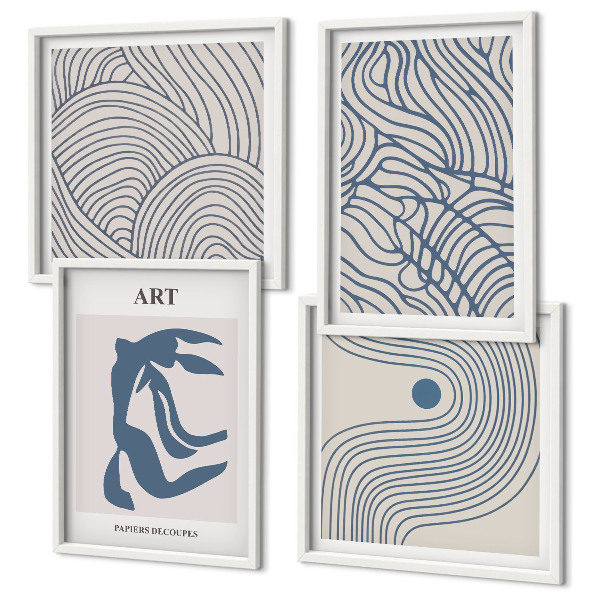 Wanddeko-set Abstrakte blaue Linien