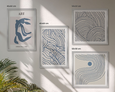 Wanddeko-set Abstrakte blaue Linien