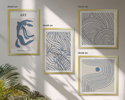 Wanddeko-set Abstrakte blaue Linien