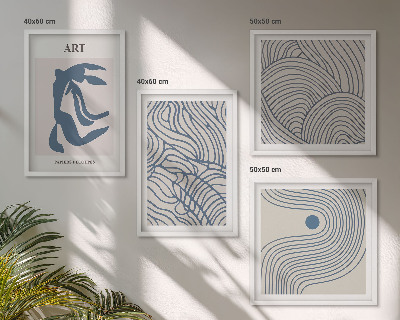 Wanddeko-set Abstrakte blaue Linien