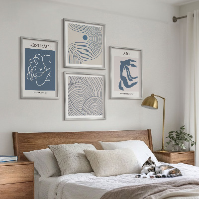 Polyptychon mit rahmen Poster mit abstrakten Linien und Wellen