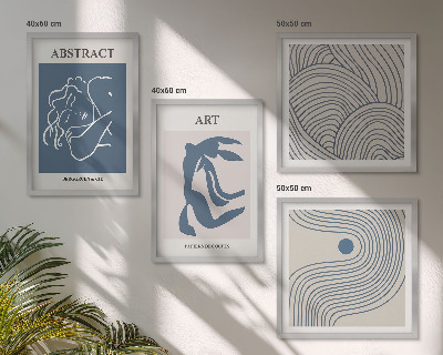 Polyptychon mit rahmen Poster mit abstrakten Linien und Wellen