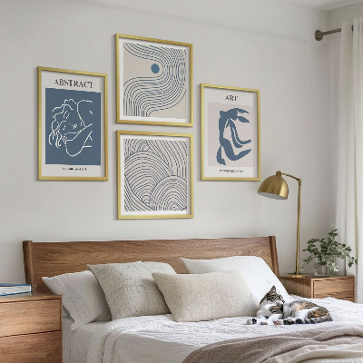 Polyptychon mit rahmen Poster mit abstrakten Linien und Wellen