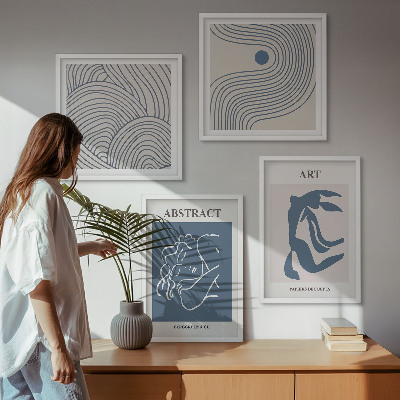 Polyptychon mit rahmen Poster mit abstrakten Linien und Wellen