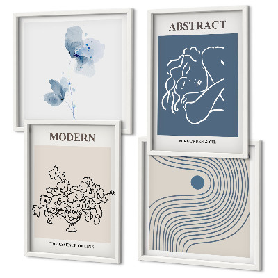 Wanddeko-set abstrakte Poster mit Blumenlinien