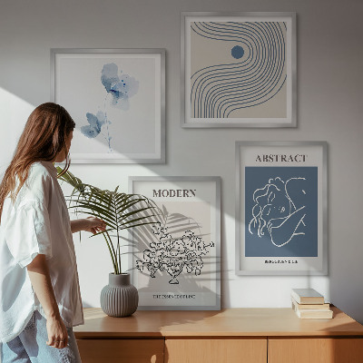 Wanddeko-set abstrakte Poster mit Blumenlinien