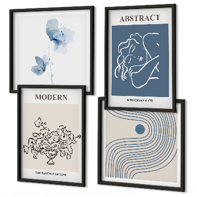 Wanddeko-set abstrakte Poster mit Blumenlinien