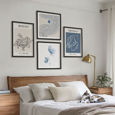 Wanddeko-set abstrakte Poster mit Blumenlinien