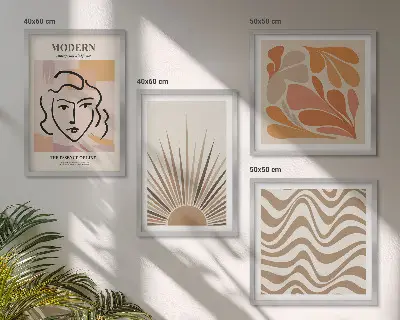Polyptychon mit Rahmen in sonnigen Boho-Pastelltönen