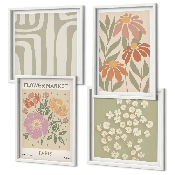Wanddeko-Set mit botanischen Motiven im Pariser Minimalismus-Stil