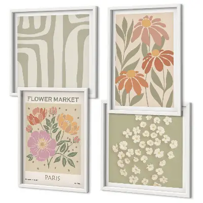Wanddeko-Set mit botanischen Motiven im Pariser Minimalismus-Stil