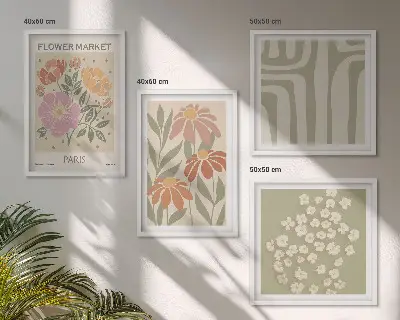 Wanddeko-Set mit botanischen Motiven im Pariser Minimalismus-Stil