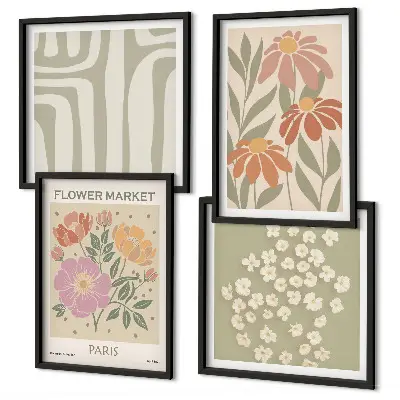 Wanddeko-Set mit botanischen Motiven im Pariser Minimalismus-Stil