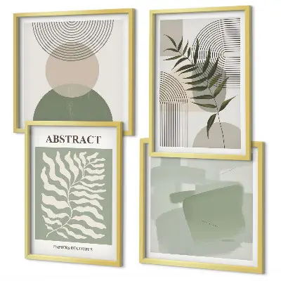 Botanische Boho-Abstraktionen als gerahmtes Polyptychon
